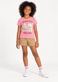 Conjunto Blusa e Shorts Teddy Bear Menina Brandili - Rosa/Caramelo
