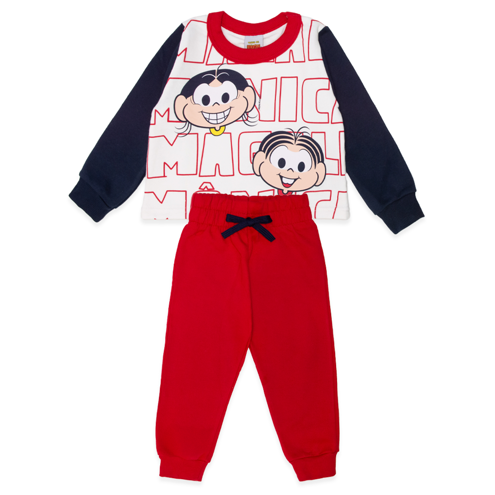 Conjunto Moletom Mônica e Magali Vermelho - Feminino