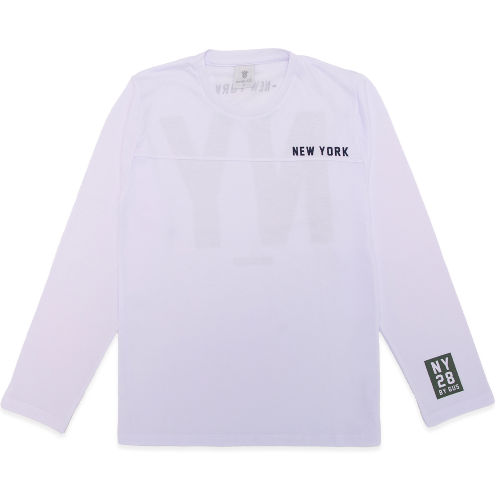 Camiseta Manga Longa New York Branca - Masculina
