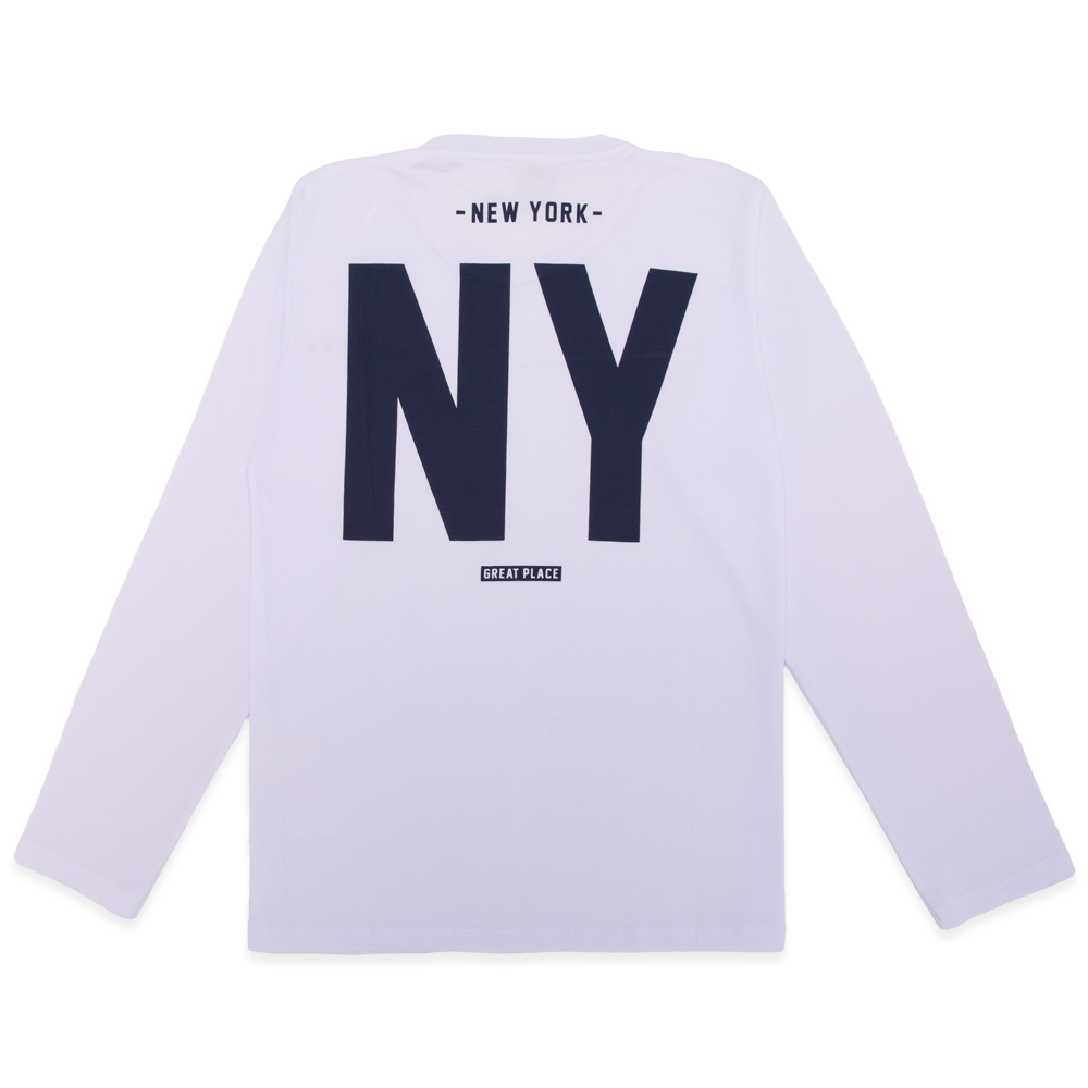 Camiseta Manga Longa New York Branca - Masculina