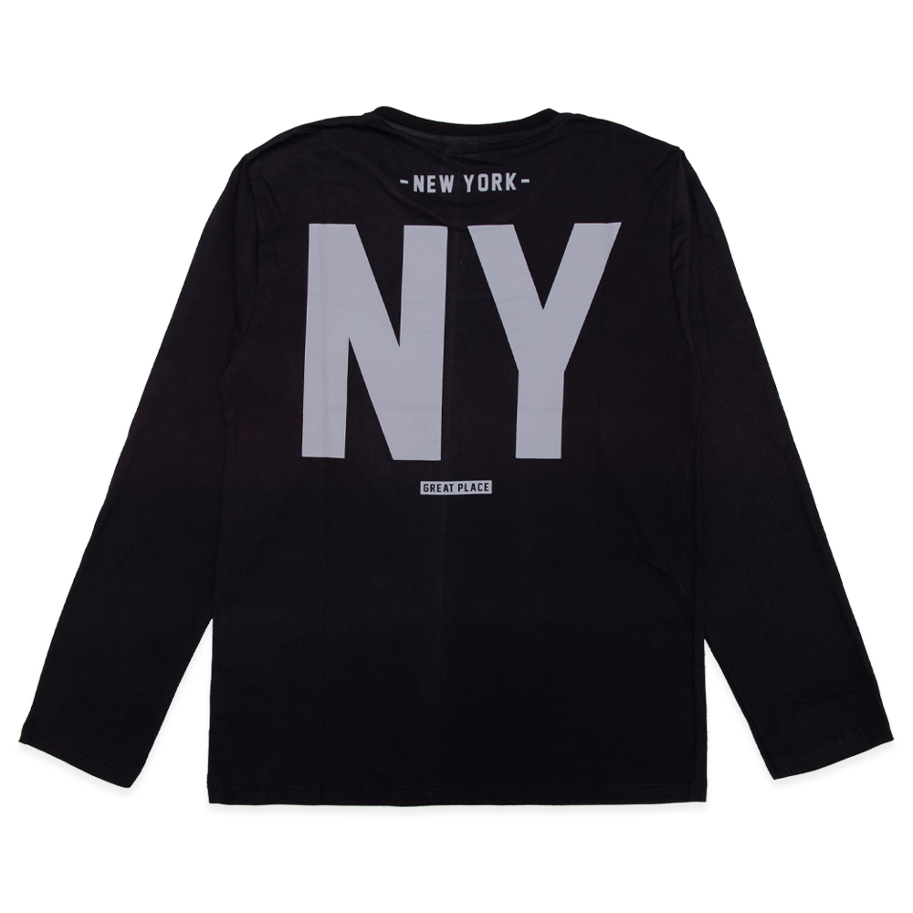Camiseta Manga Longa New York Preta - Masculina