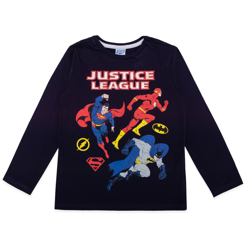 Camiseta Manga Longa Liga da Justiça Marinho - Masculina