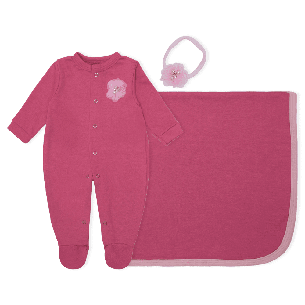 Kit Saída Maternidade Laço de cabelo Pink Mescla Baby - Feminino