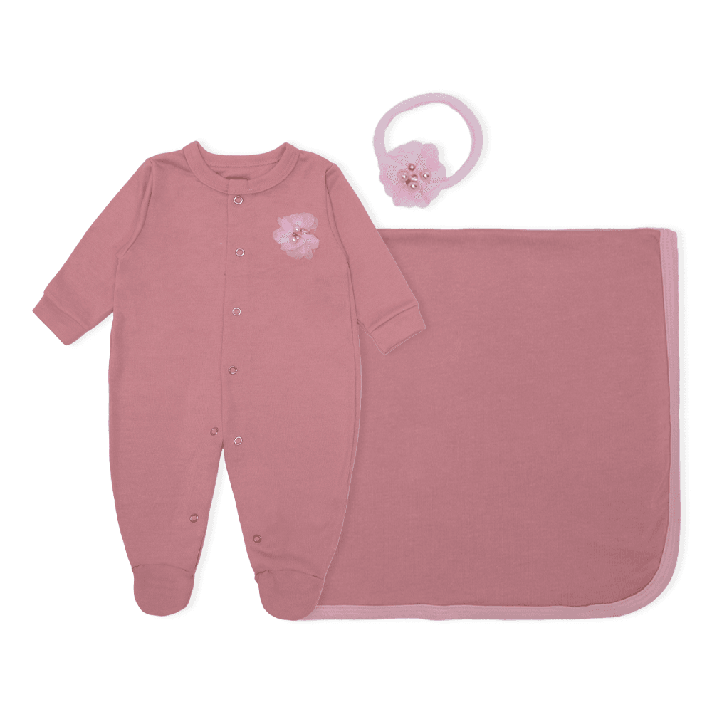 Kit Saída Maternidade Laço de cabelo Rosa Mescla Baby - Feminino