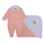 Kit Saída Maternidade Arco-íris Salmão Mescla Baby - Feminino