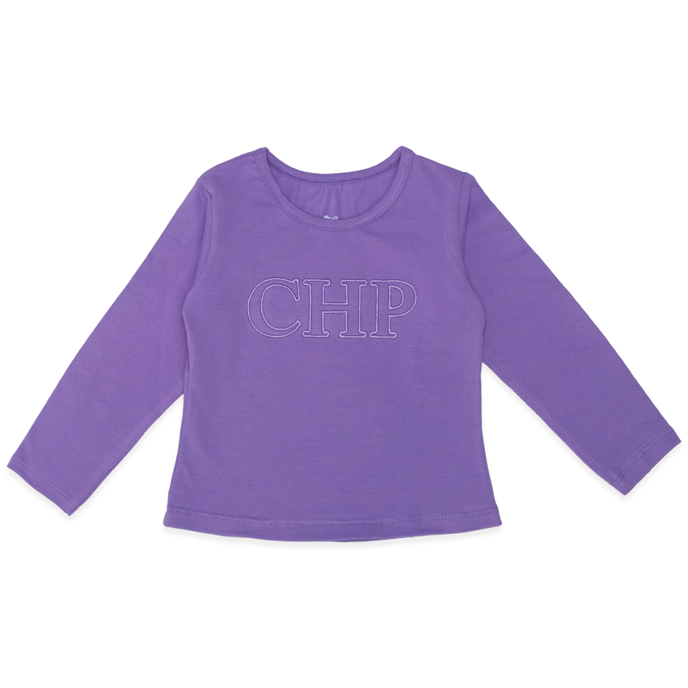 Camiseta Manga Longa Cotton Bordada Lilás Charpey - Feminina