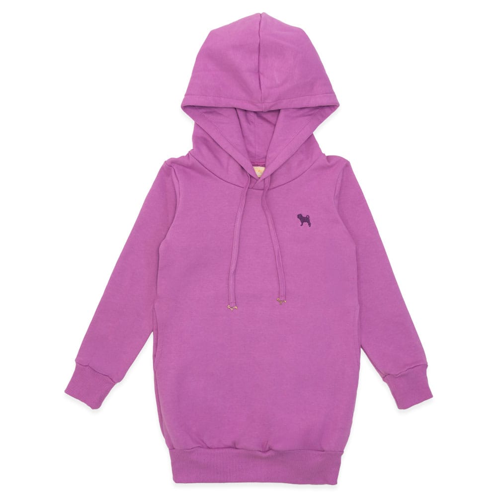 Vestido Manga Longa Moletom com Capuz Lilás Charpey - Feminino