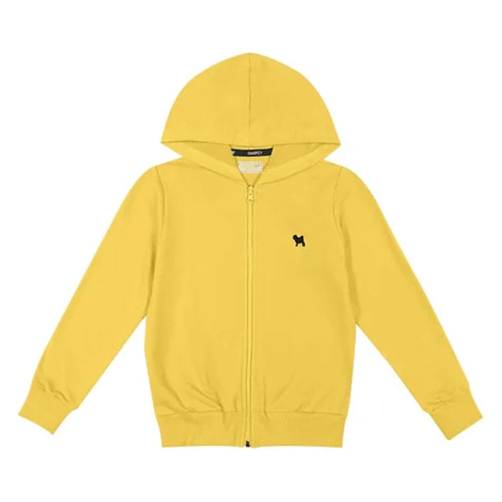 Jaqueta Moletom com Capuz Básica Amarela Charpey - Unissex