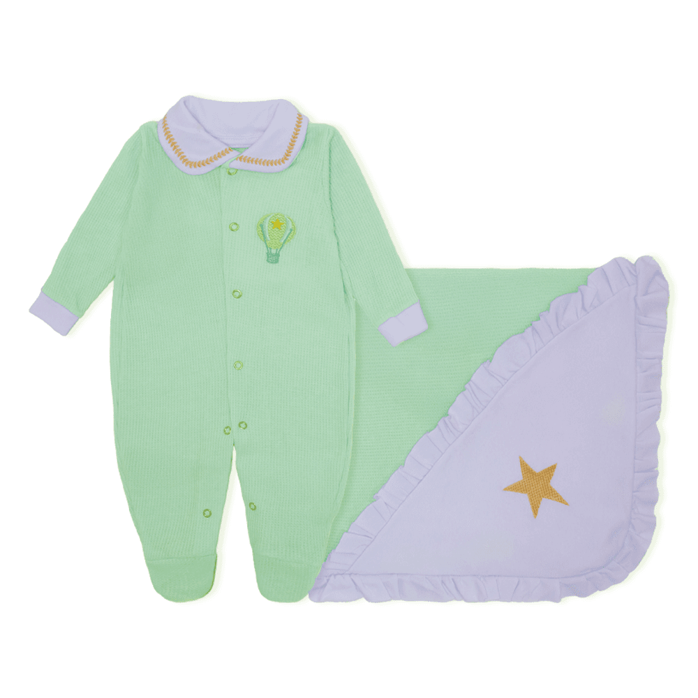 Kit Saída Maternidade Balão Verde Mescla Baby - Masculino