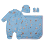 Kit Saída Maternidade Coelhinho Azul Mescla Baby - Masculino