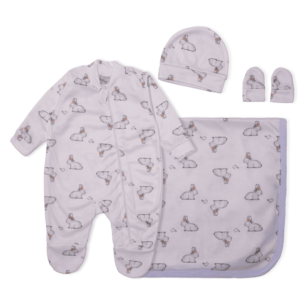 Kit Saída Maternidade Coelhinho Areia Mescla Baby - Feminino