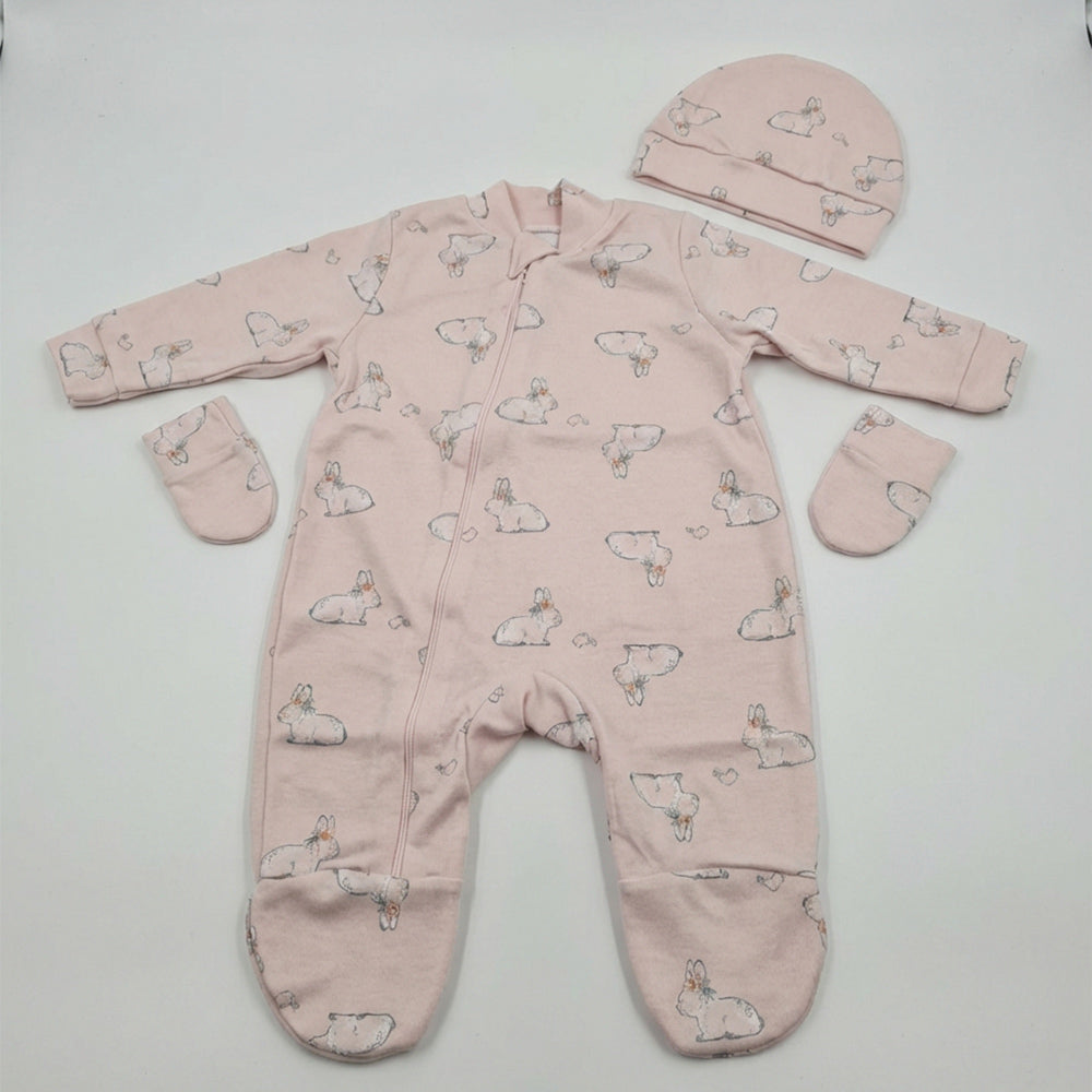 Kit Saída Maternidade Coelhinho Mescla Baby Feminino - Branco