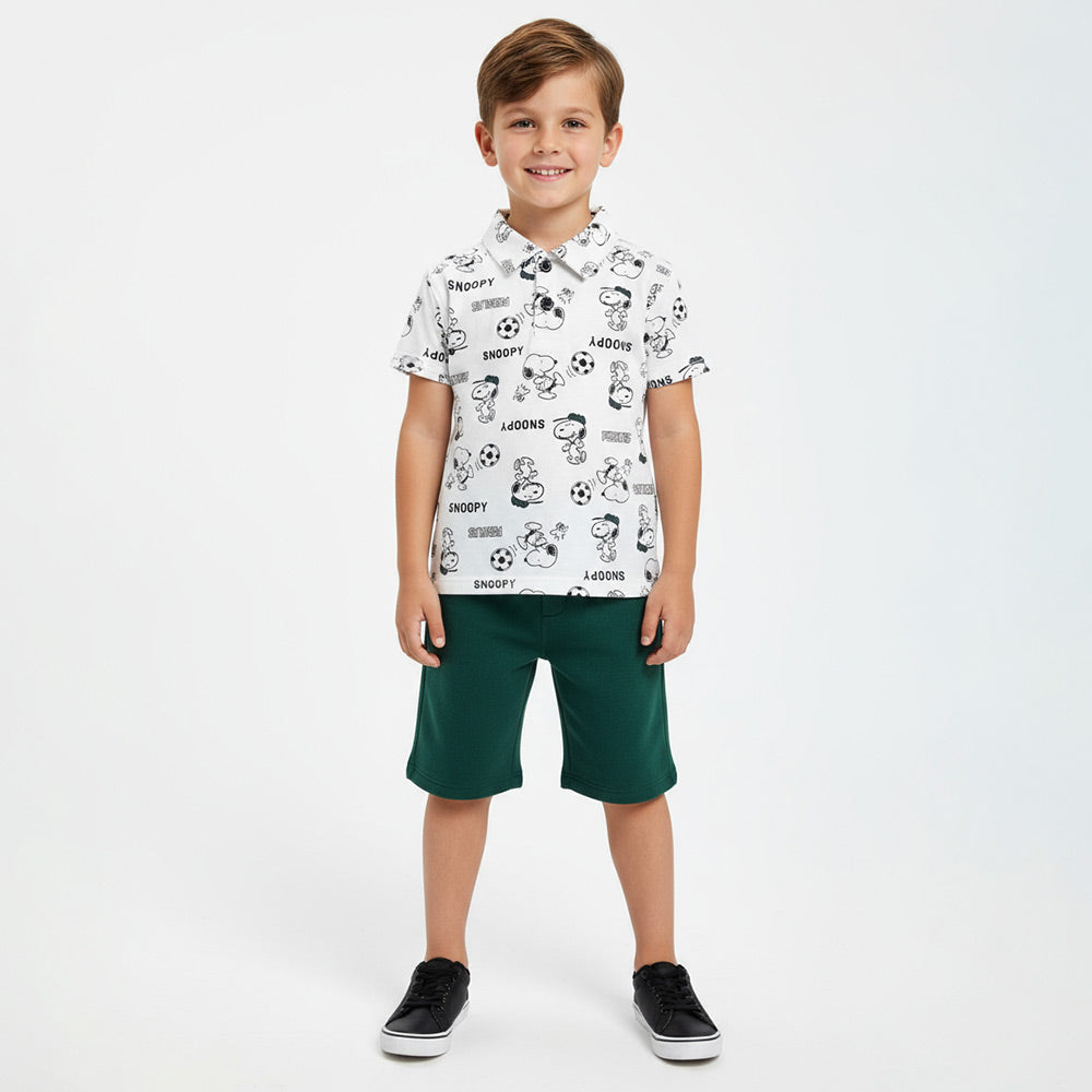 Camiseta Manga Curta com Gola Snoopy Masculina - Bygus