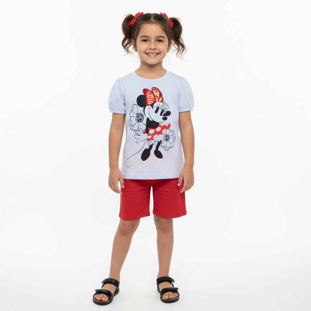 Blusinha Manga Curta Minnie Lantejoulas Feminina - Bygus