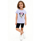 Camiseta Manga Curta Estampada Minnie Lilás com Brilho Feminina - Bygus
