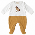 Macacão Manga Longa Sobreposto Suedine e Tricot Menino Mini & Co - Cavalinho Caramelo