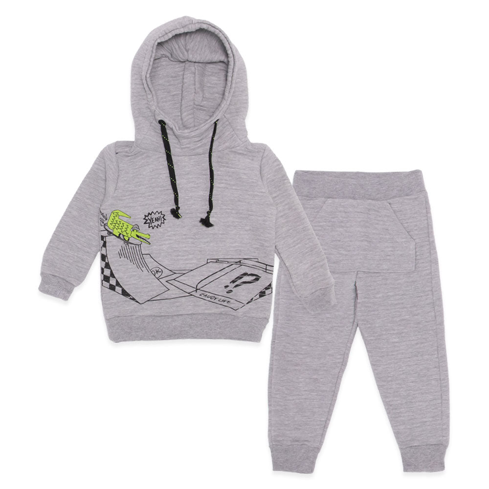 Conjunto Blusa com Capuz e Calça Moletom Bordada Jacaré Perfect Boys - Masculino