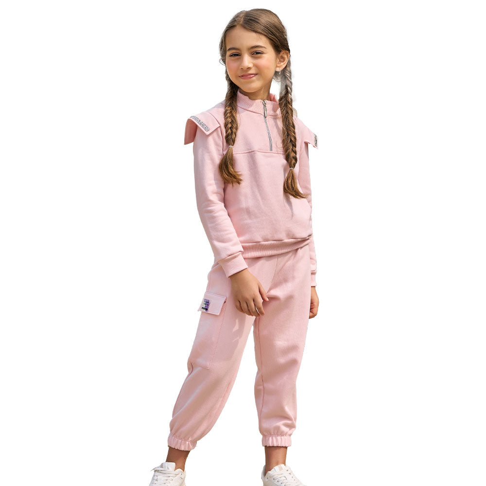 Conjunto Blusa Moletom com Pedraria e Calça Cargo Pokotinha - Feminino