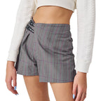Shorts Saia com Prega Xadrez Pokotinha - Feminino