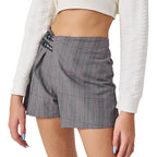 Shorts Saia com Prega Xadrez Pokotinha - Feminino