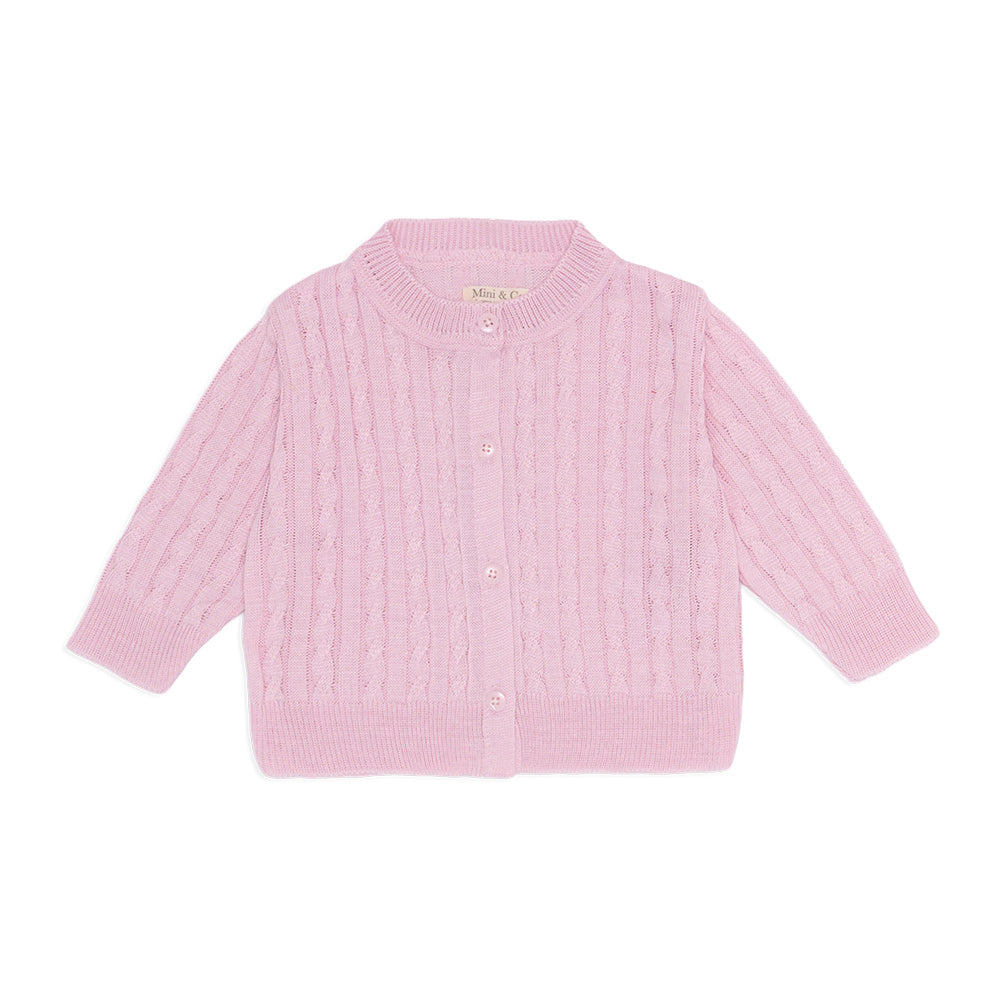 Casaquinho Tricot Trançado Rosa Feminino - Mini & Co