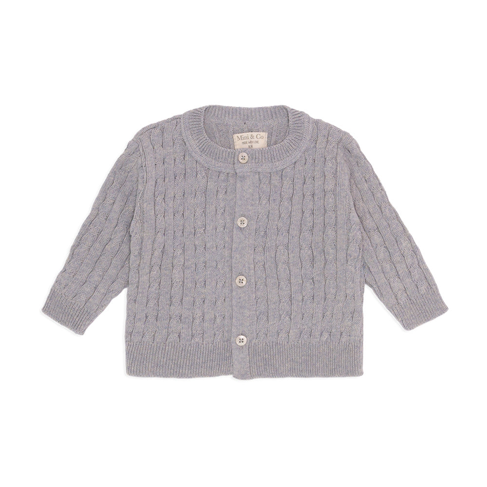 Casaquinho Tricot Trançado Mescla Masculino - Mini & Co