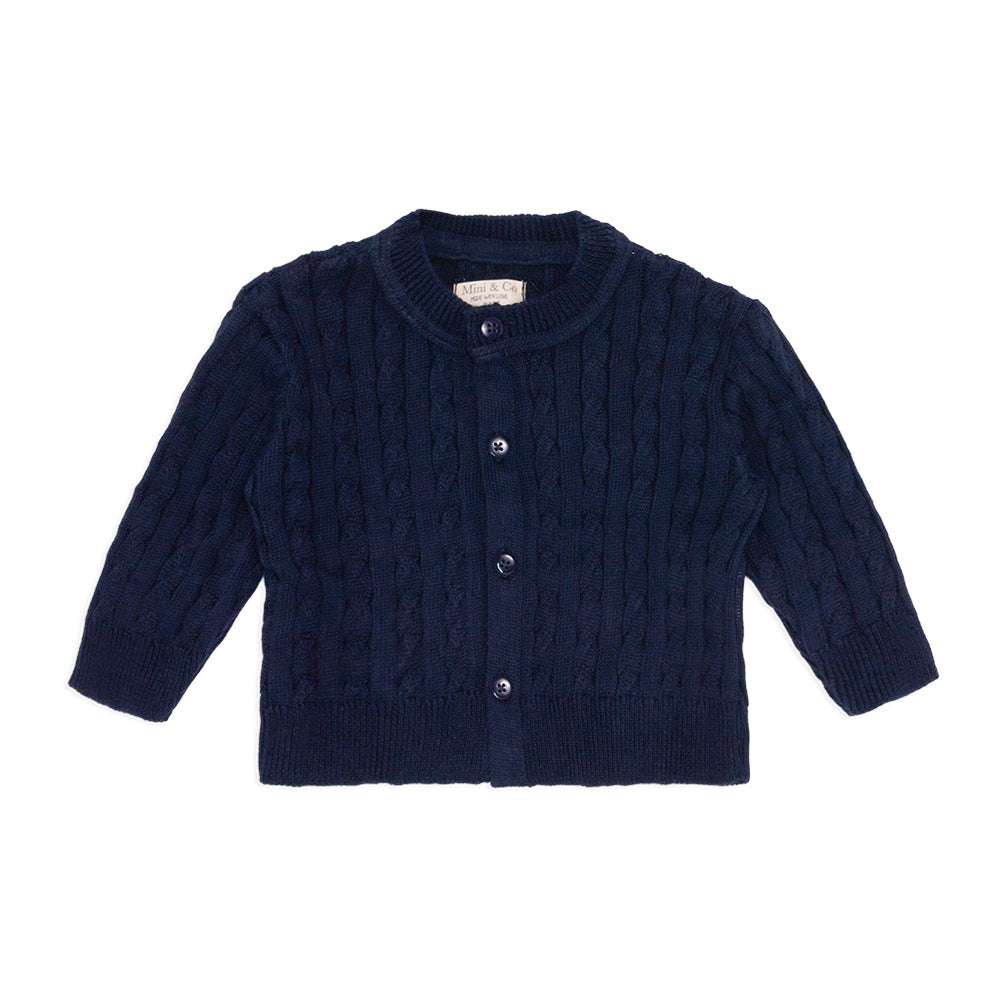 Casaquinho Tricot Trançado Marinho Masculino - Mini & Co