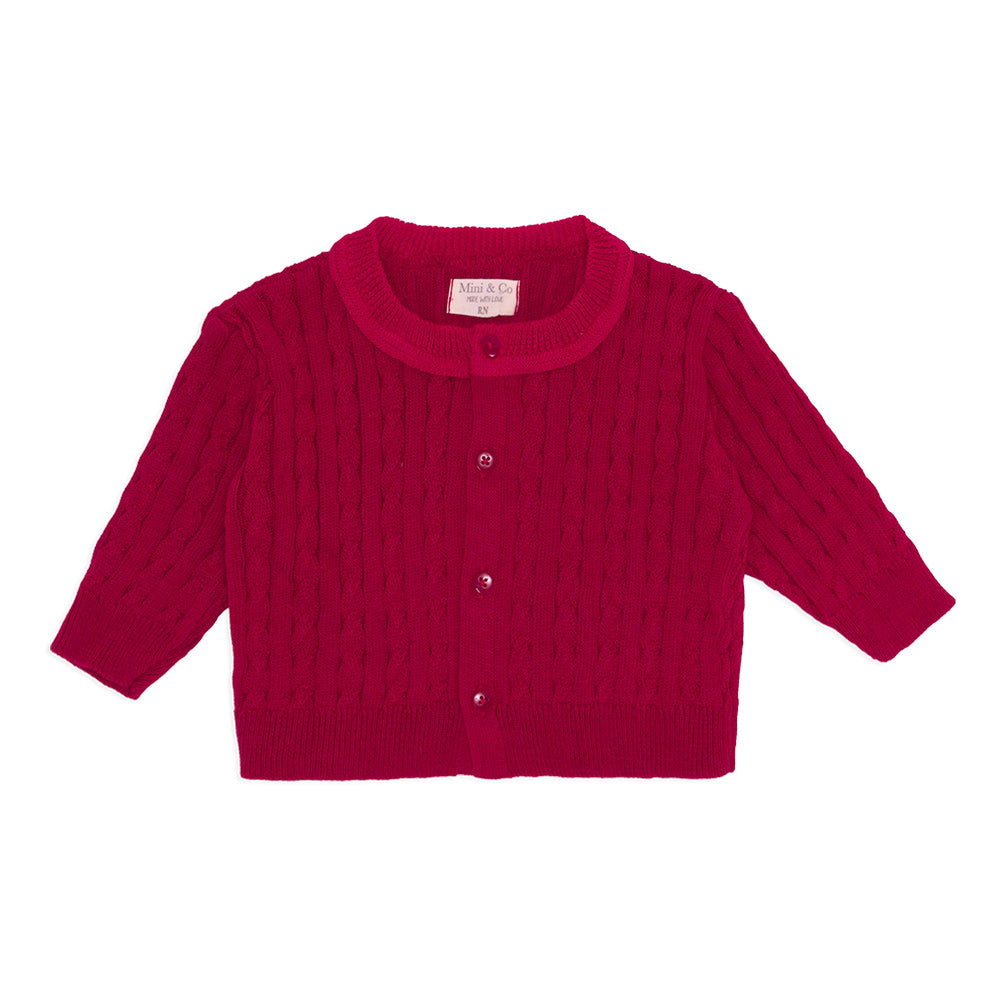 Casaquinho Tricot Trançado Vermelho Unissex - Mini & Co