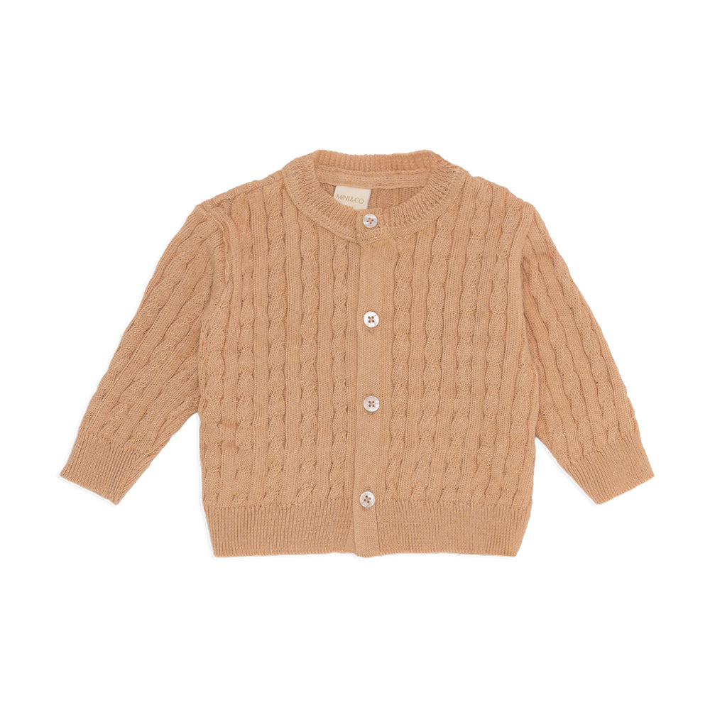 Casaquinho Tricot Trançado Cáqui Masculino - Mini & Co