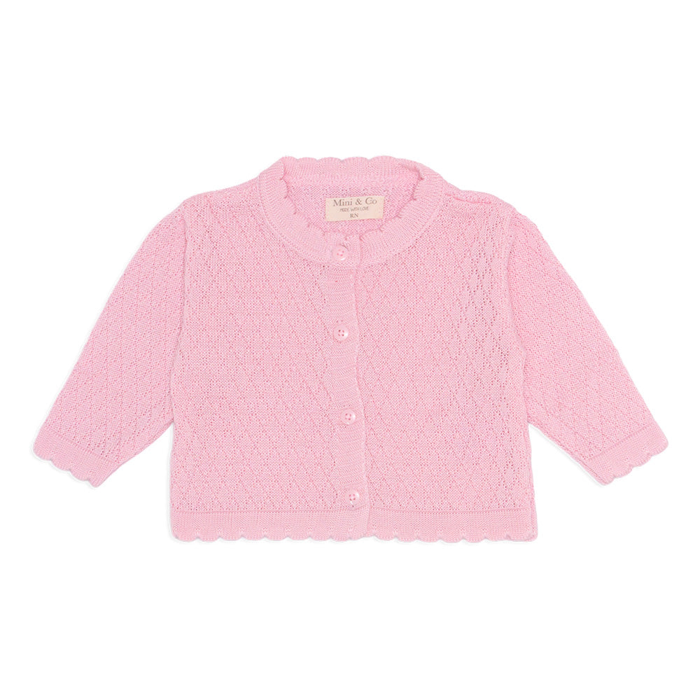Casaquinho Tricot Maquinetado Rosa Bebê Feminino - Mini & Co