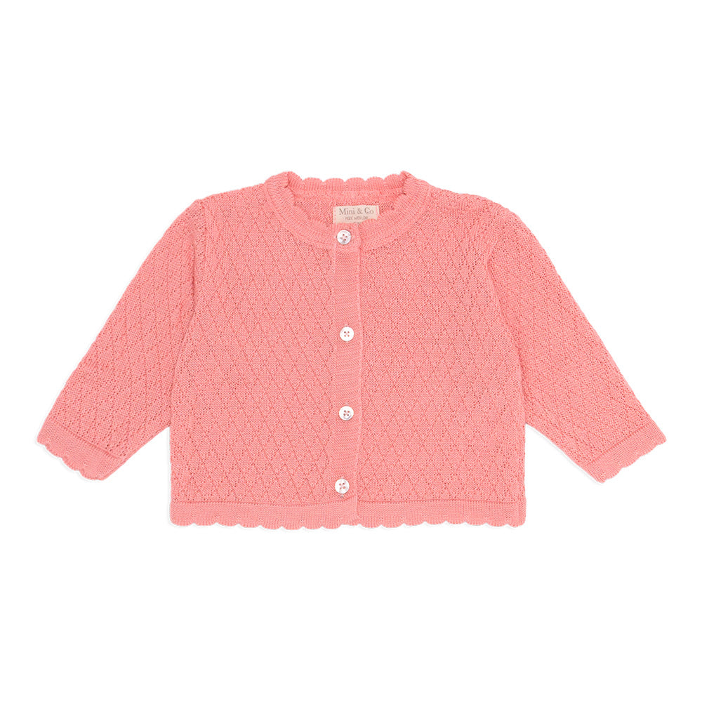 Casaquinho Tricot Maquinetado Rosa Feminino - Mini & Co