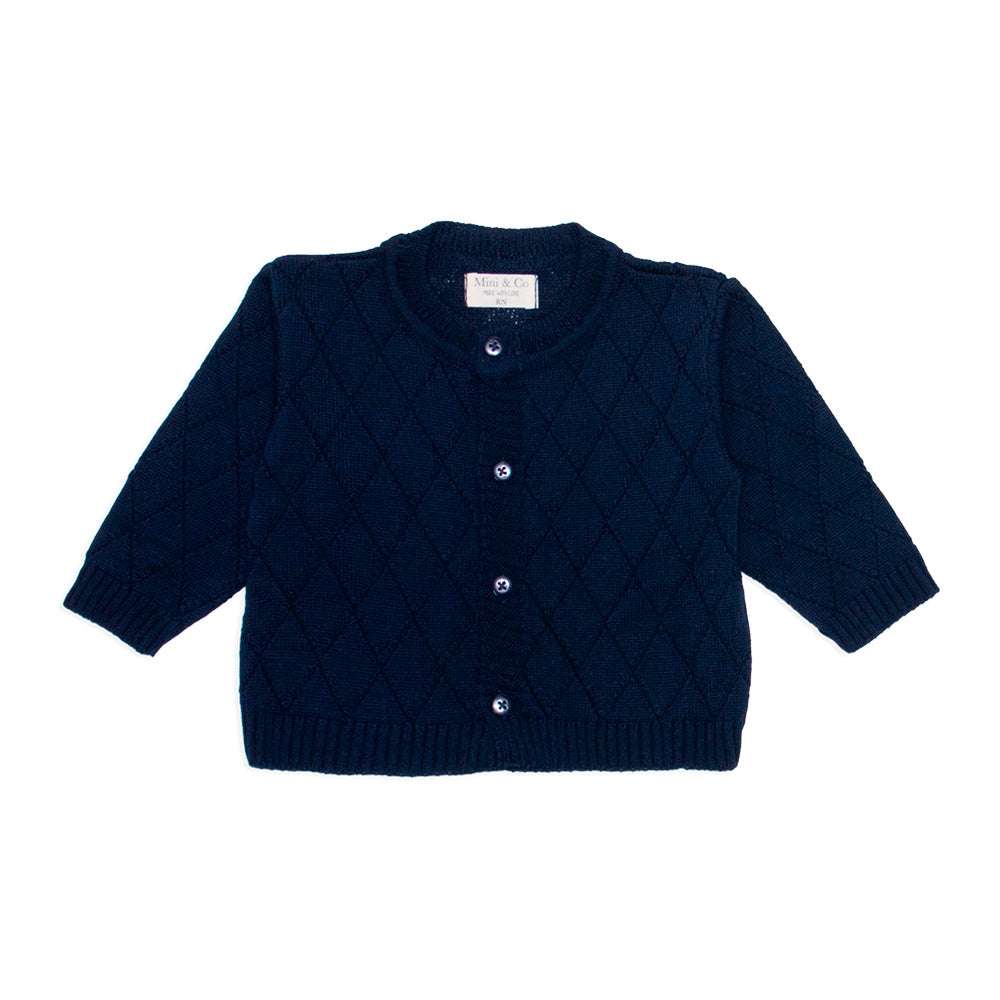 Casaquinho Tricot Maquinetado Marinho Masculino - Mini & Co