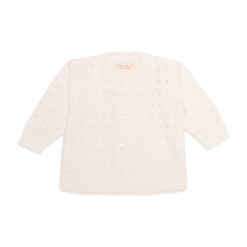 Casaquinho Tricot Off White Feminino - Mini & Co