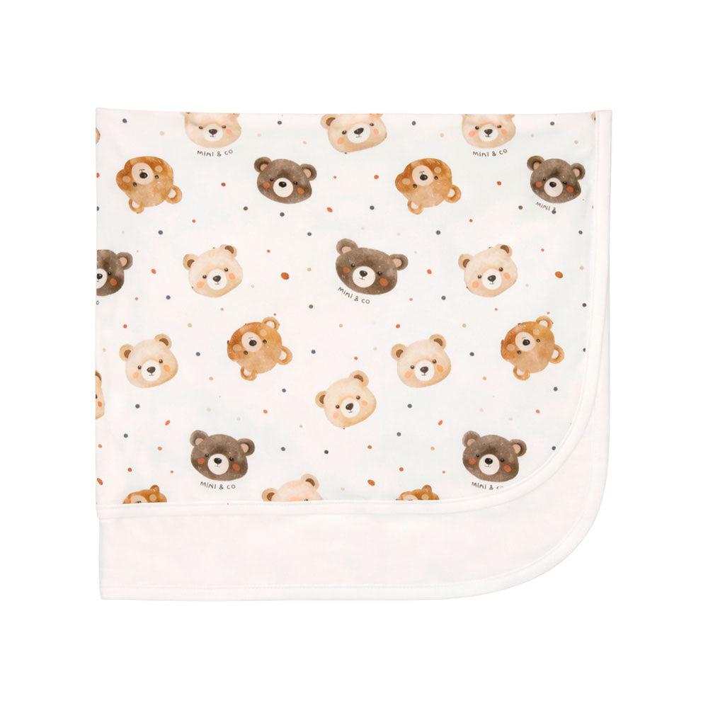 Manta com Forro Avulsa Estampada Mini & Co Unissex – Urso Rostinho