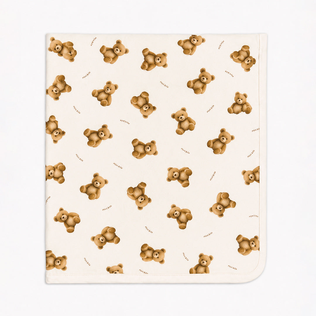 Manta Com Forro Mini & CO Em Suedine E Malha Masculino - Urso Mini&CO