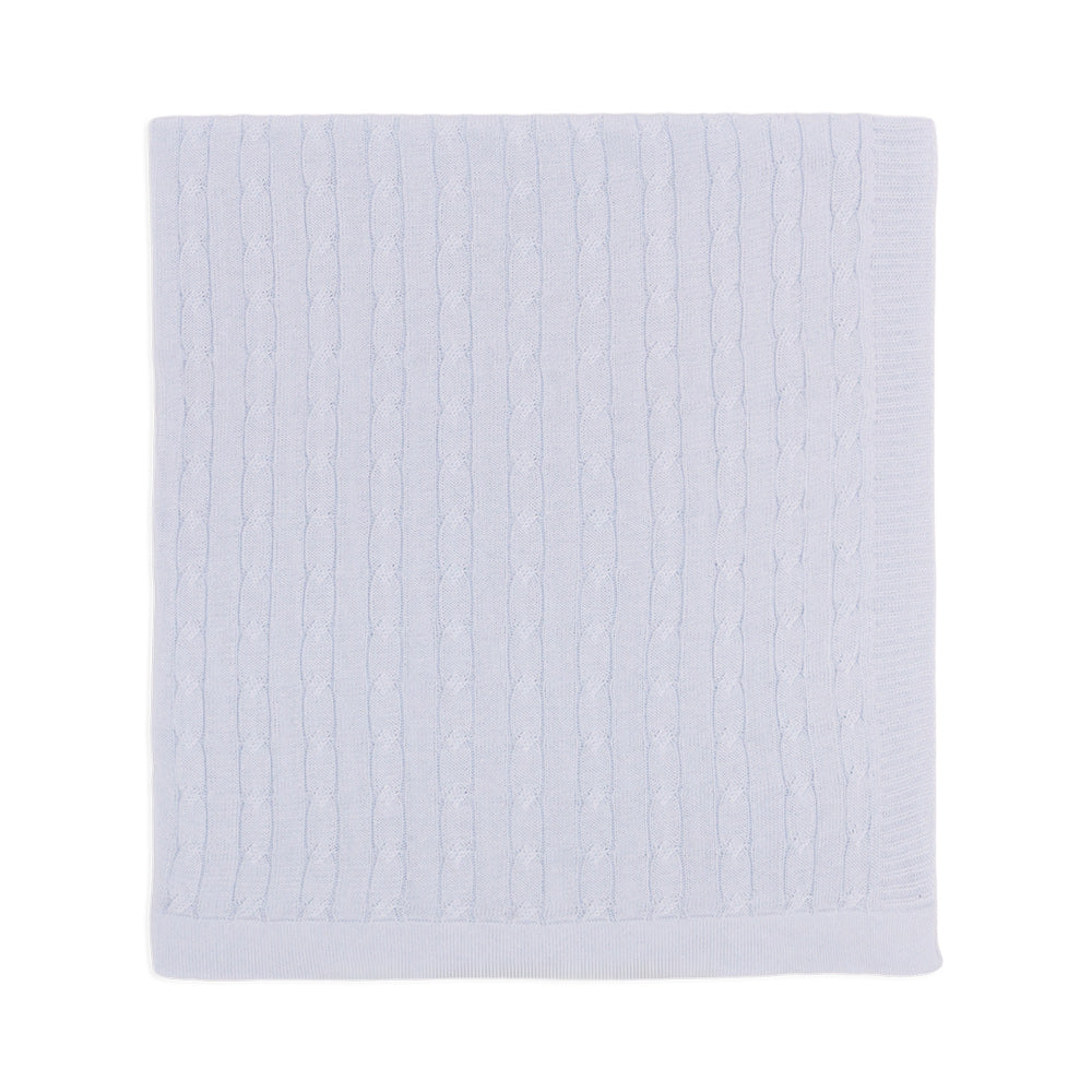 Manta Tricot Trançada Azul Bebê Masculina - Mini & Co
