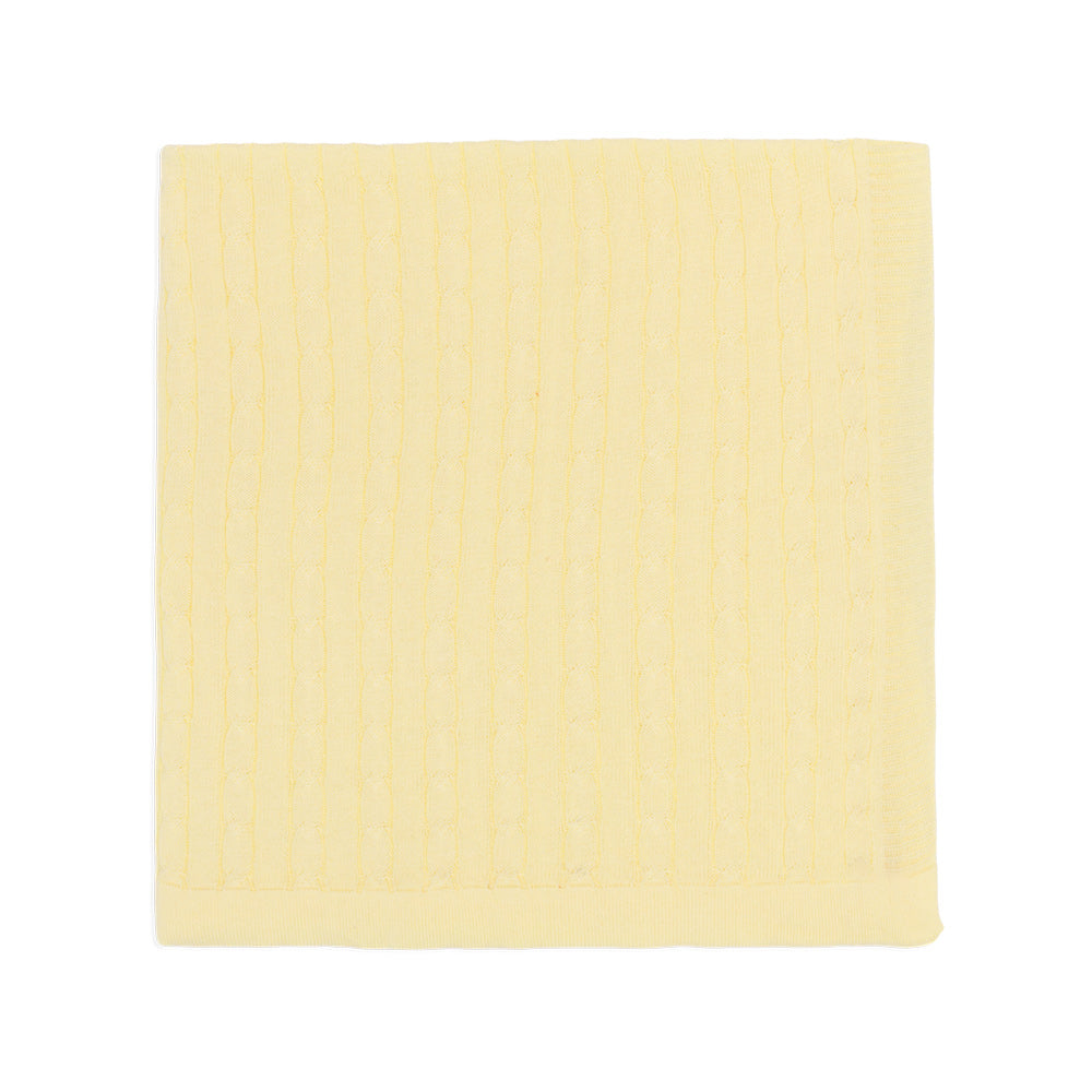 Manta Tricot Trançada Amarelo Unissex - Mini & Co