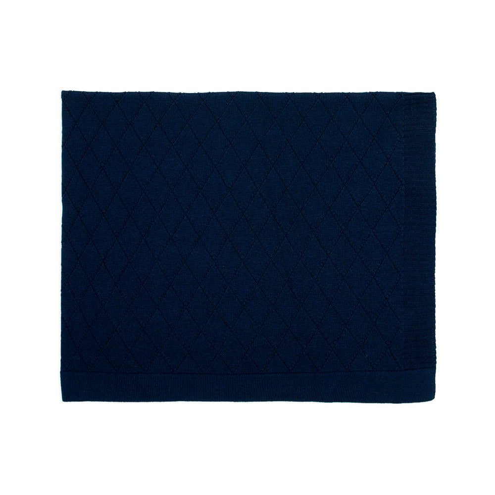 Manta Tricot Maquinetada Marinho Unissex Mini & Co