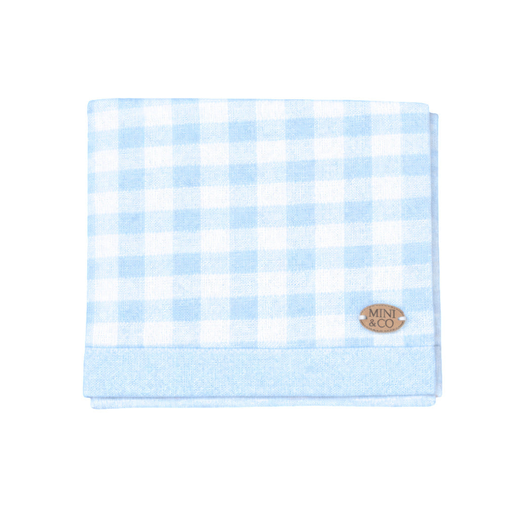 Manta Tricot Xadrez Azul Masculina Mini & Co