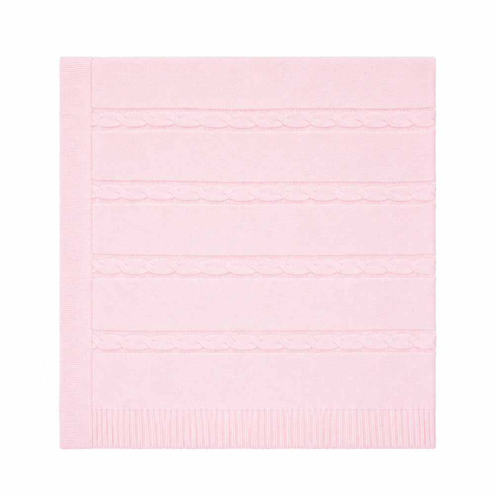 Manta Tranças Afastadas Tricot Rosa Feminina – Mini & Co