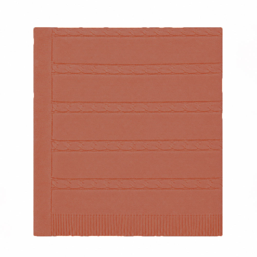 Manta Tranças Afastadas Tricot Caramelo Unissex – Mini & Co