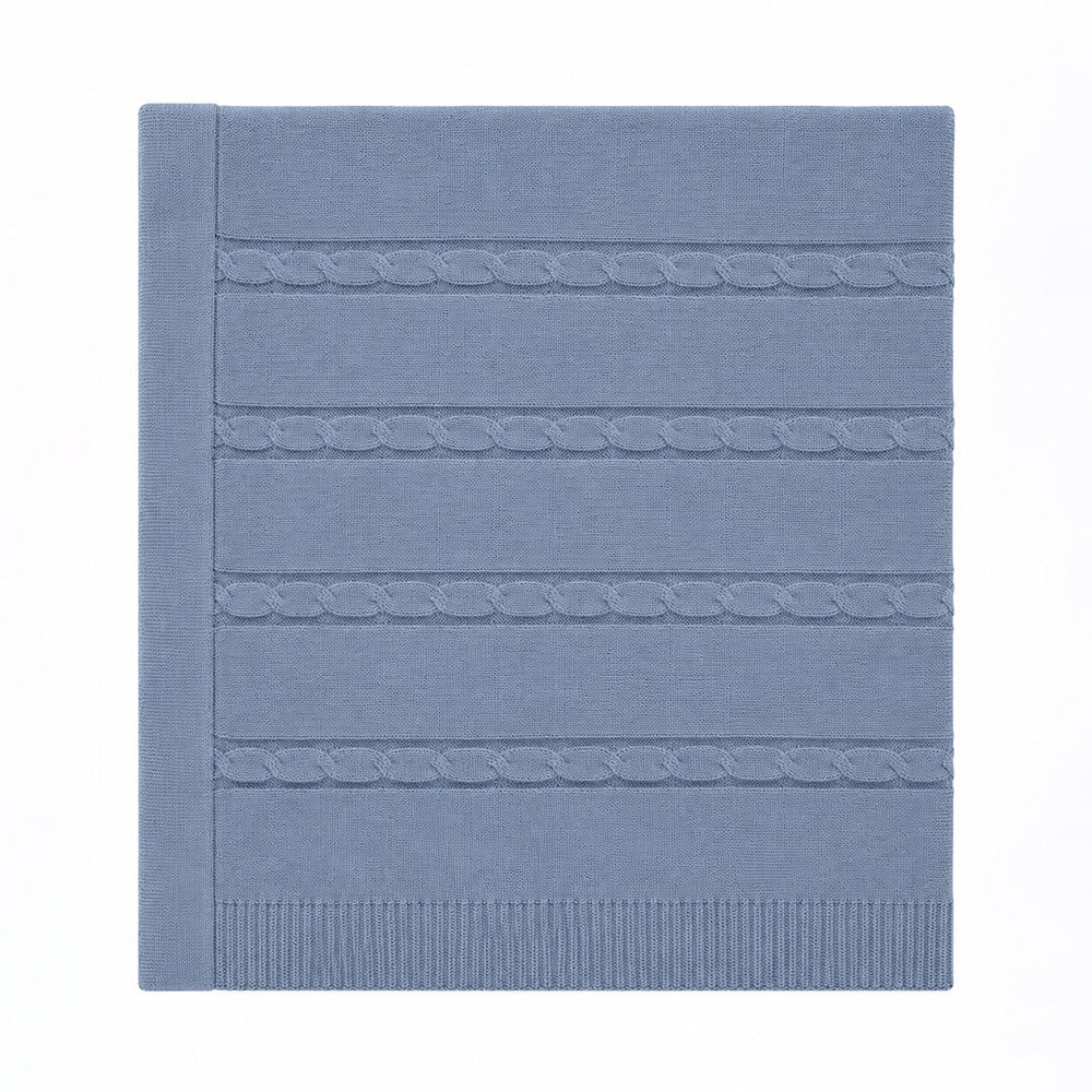 Manta Tranças Afastadas Tricot Azul Jeans – Mini & Co