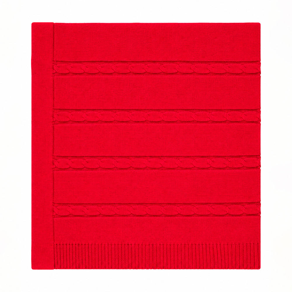 Manta Tranças Afastadas Tricot Vermelho Unissex – Mini & Co