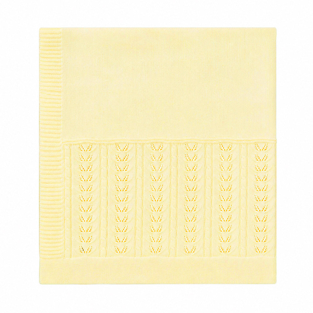 Manta Barrado Tricot Amarela Feminina – Mini & Co