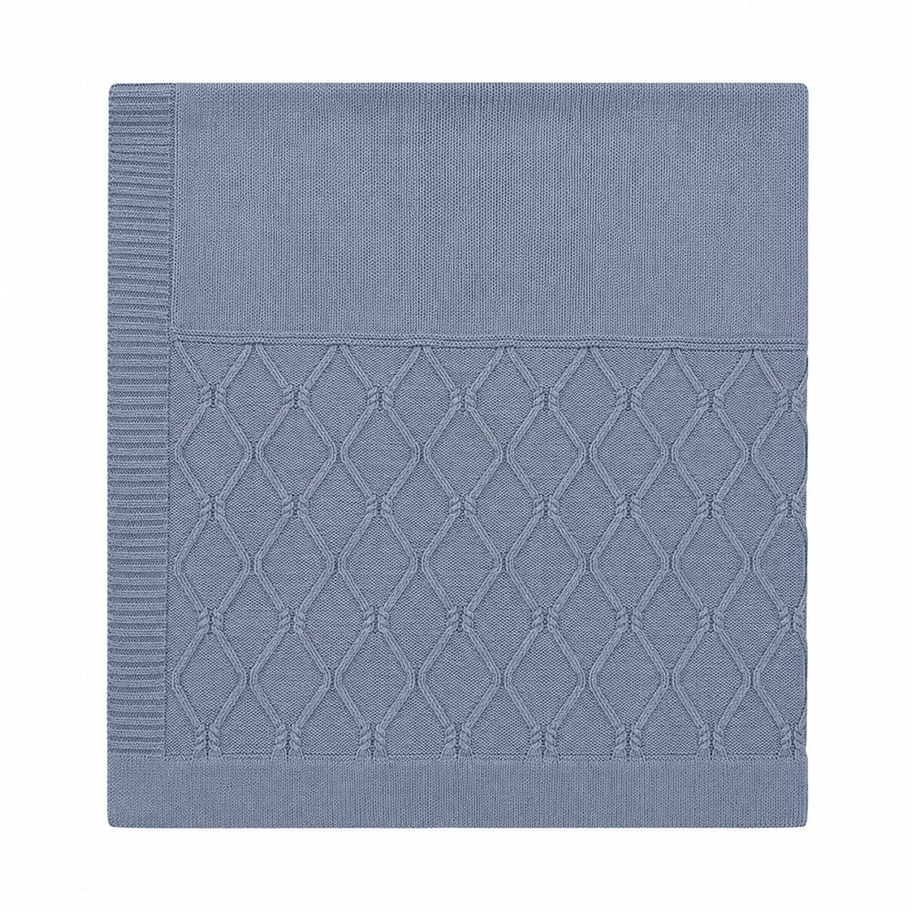 Manta Barrado Losango Tricot Azul Jeans Masculina – Mini & Co