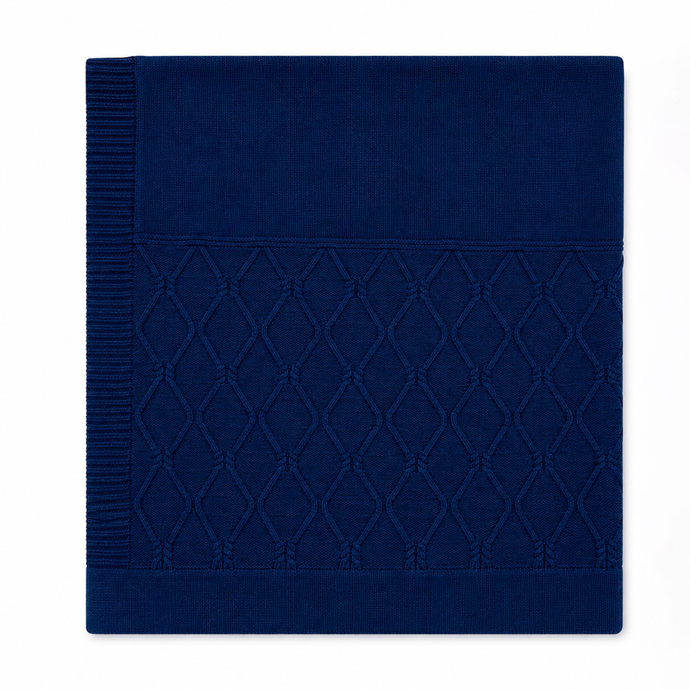 Manta Barrado Losango Tricot Marinho Masculina – Mini & Co