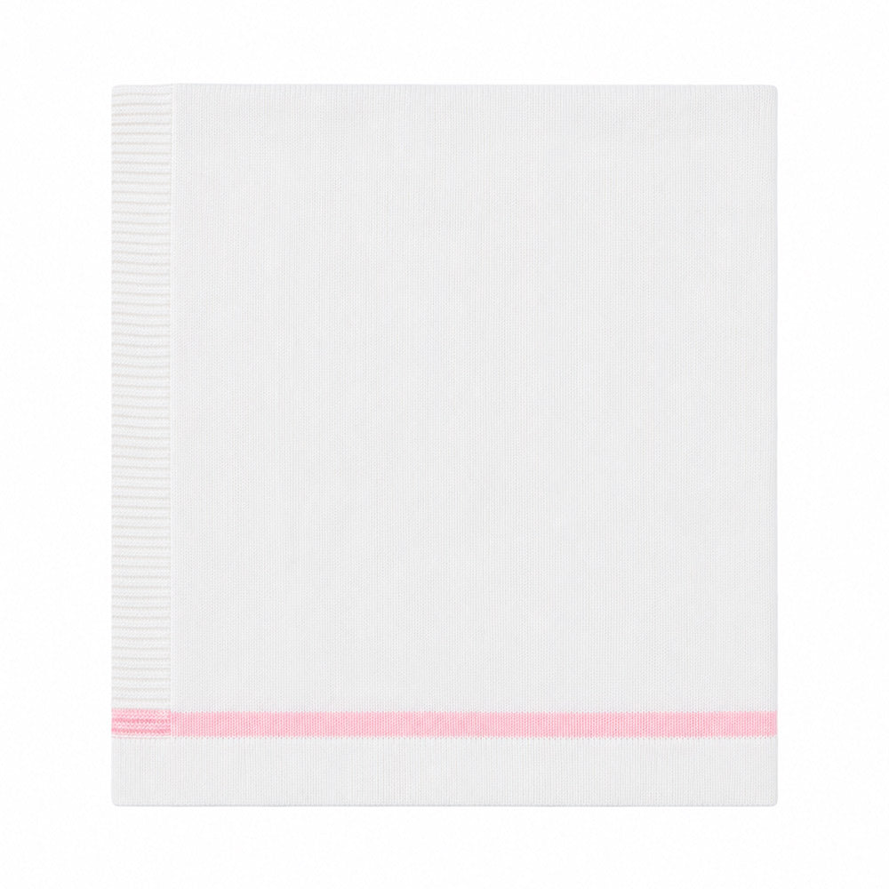 Manta Lisa Listra na Barra Tricot Rosa Feminina – Mini & Co