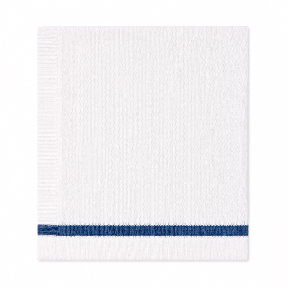 Manta Lisa Listra na Barra Tricot Azul Jeans Masculina – Mini & Co