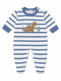 Macacão Manga Longa Tricot Listrado Azul Masculino Mini & Co - Dinos