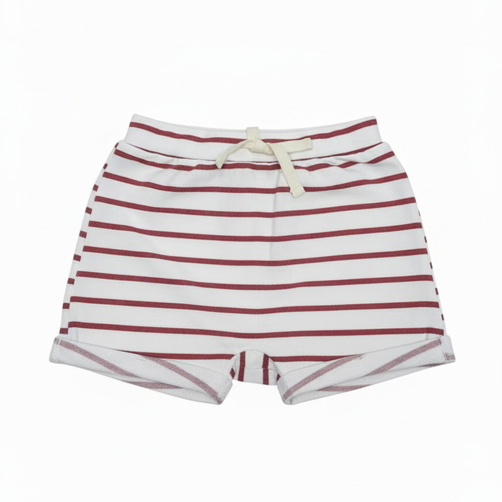 Shorts Mini e Co Avulso Barra Virada Suedine Listras Masculino - Vermelho
